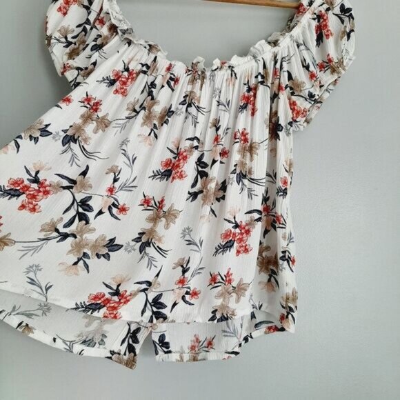 AMERICAN EAGLE | Off Shoulder Smocked Blouse Pin Striped Top Sz M - Picture 9 of 12